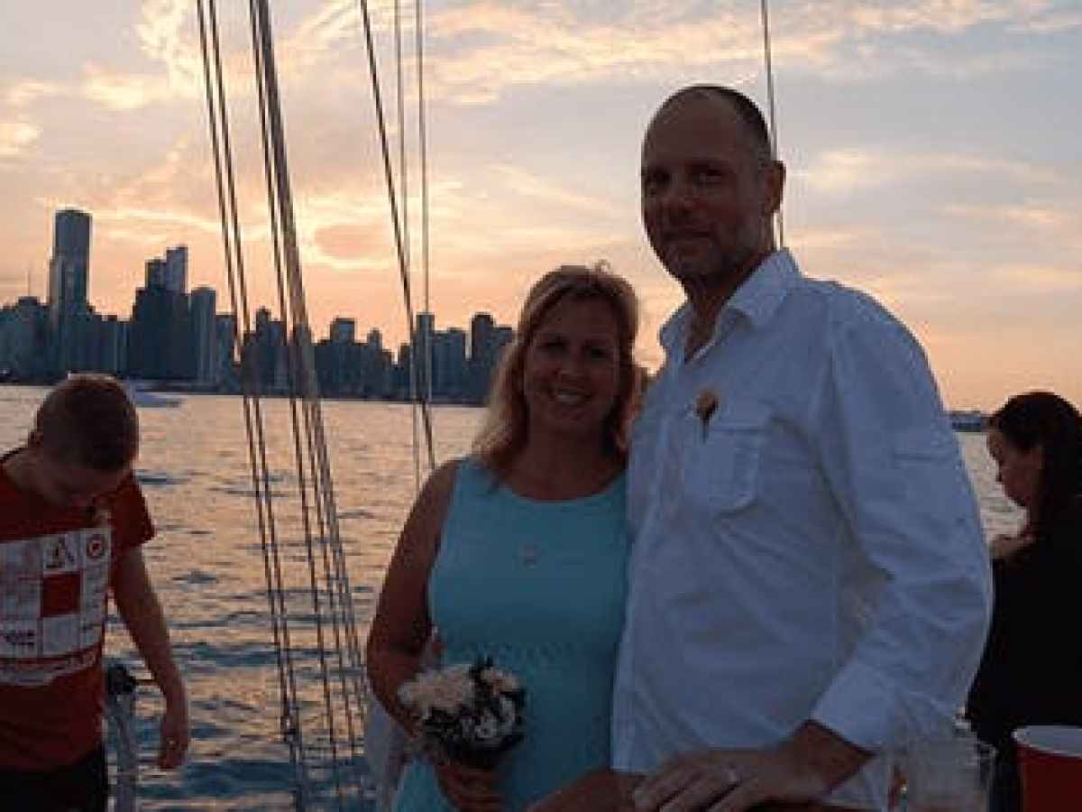 Wedding part aboard the Tall Ship Windy in Chicago, IL