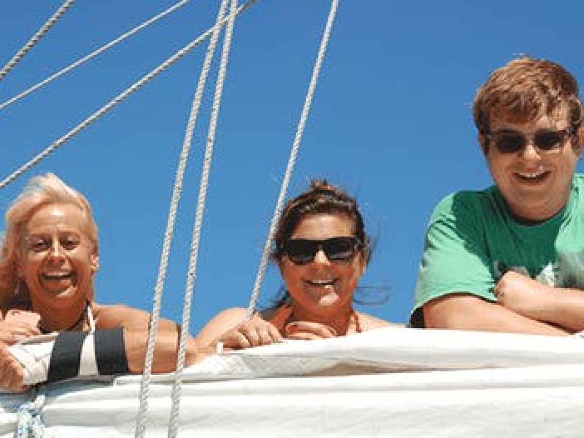 Sail tour participants on the deck of Tall Ship Windy